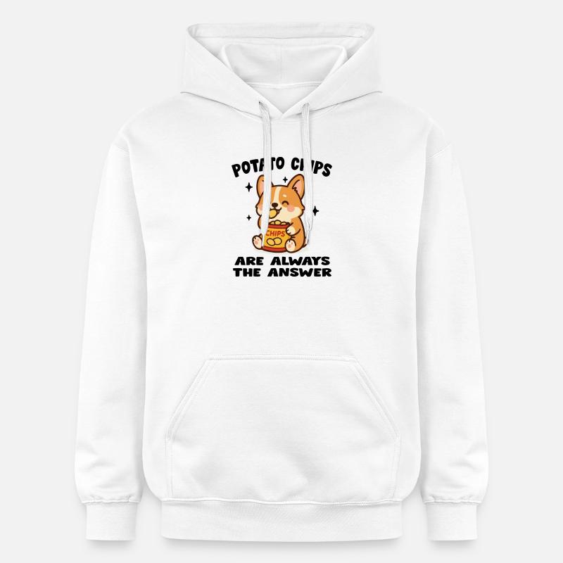 Chiot Cute Mangeur de Chips - Sweat à capuche Softstyle® Gildan Unisexe - blanc