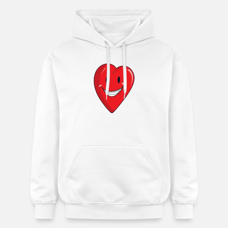 Cœur joyeux avec un sourire - Sweat à capuche Softstyle® Gildan Unisexe - blanc