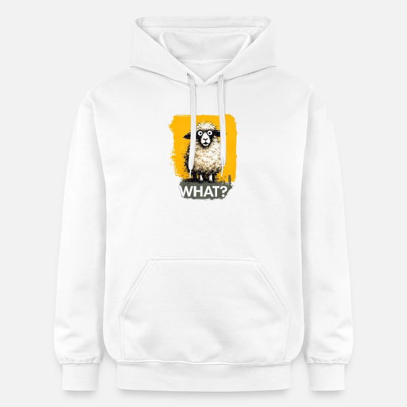 Quoi ? Moutons avec point d’interrogation - Sweat à capuche Softstyle® Gildan Unisexe - blanc