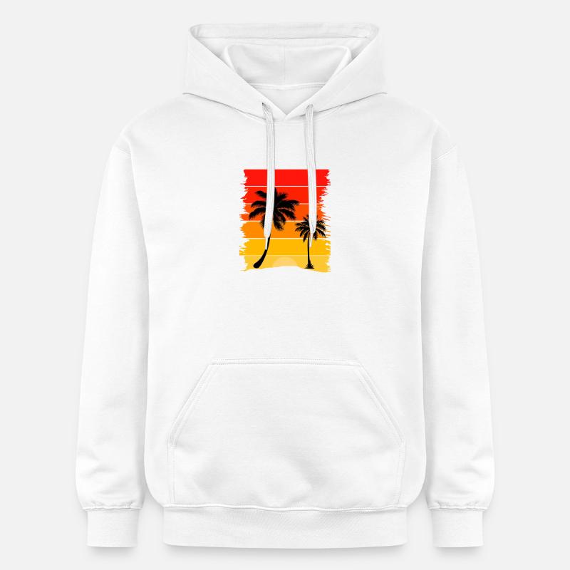 Palmier Sunset Éclat - Sweat à capuche Softstyle® Gildan Unisexe - blanc