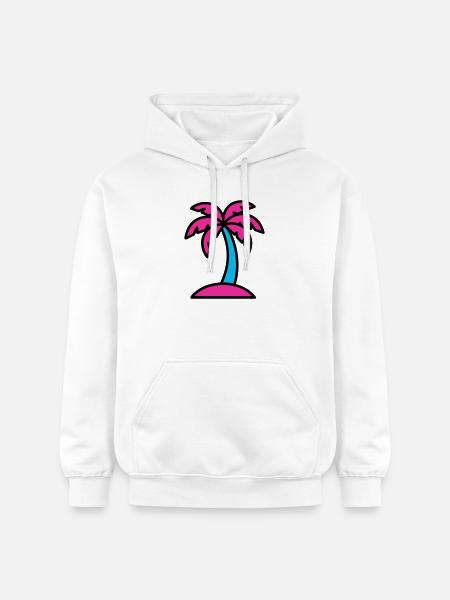 Neon Palm Tree 90s Vaporwave - Gildan Unisex Softstyle® Midweight Hoodie - white