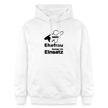 Super Ehefrau Geschenk - Gildan Unisex Softstyle® Midweight Hoodie - Weiß - Vorne - Liana (172cm) & Jaron (178cm)