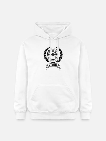 Vegvisir Viking compass in Vikng banner - Gildan Unisex Softstyle® Midweight Hoodie - white