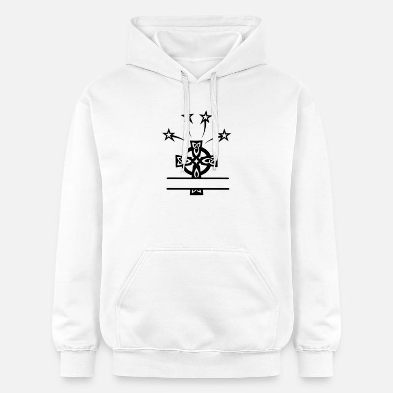 Monogramme croisé celtique avec quatre étoiles - Sweat à capuche Softstyle® Gildan Unisexe - blanc
