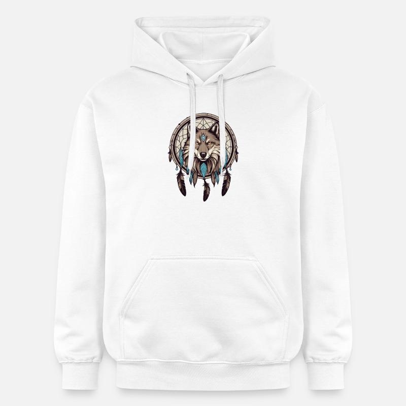 Attrape-rêves avec loup - Sweat à capuche Softstyle® Gildan Unisexe - blanc