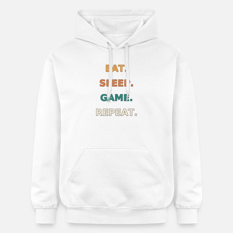 Eat. Sleep. Game. Repeat. - Sweat à capuche Softstyle® Gildan Unisexe - blanc