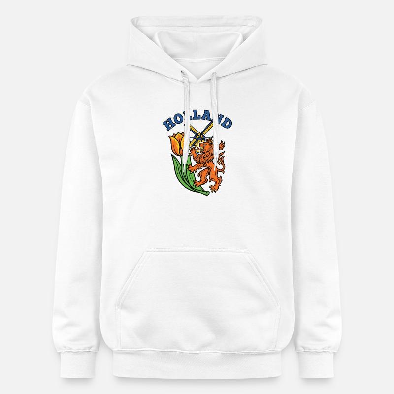 Hollande Tulipe moulin à vent Emblème - Sweat à capuche Softstyle® Gildan Unisexe - blanc
