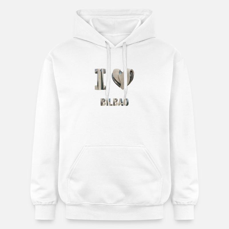 J’adore Bilbao – Design architectural moderne - Sweat à capuche Softstyle® Gildan Unisexe - blanc