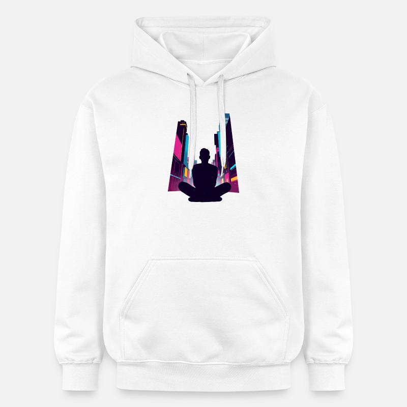 Zen dans la Cité Néon - Sweat à capuche Softstyle® Gildan Unisexe - blanc