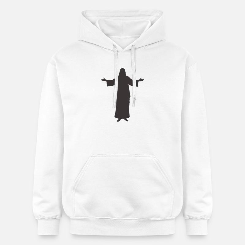 Silhouette de Jésus Bras ouverts - Sweat à capuche Softstyle® Gildan Unisexe - blanc