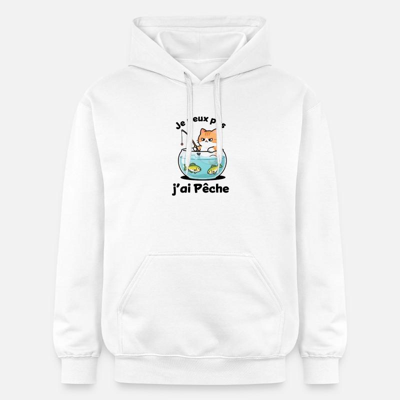 Chat pêcheur dans l'aquarium - Sweat à capuche Softstyle® Gildan Unisexe - blanc