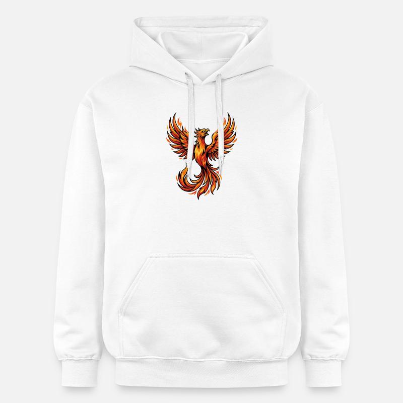 Mascotte Majestic Fire Phoenix Art Montant - Sweat à capuche Softstyle® Gildan Unisexe - blanc