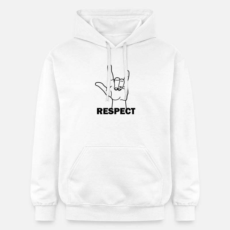 Hand gesture respect with text RESPECT - Gildan Unisex Softstyle® Midweight Hoodie - white