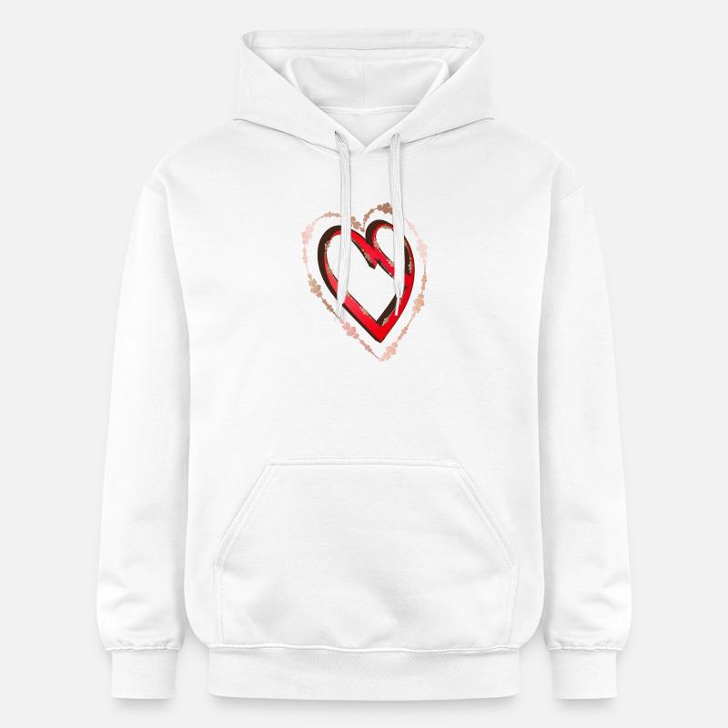 nostalgic red calligraphy heart - Gildan Unisex Softstyle® Midweight Hoodie - white