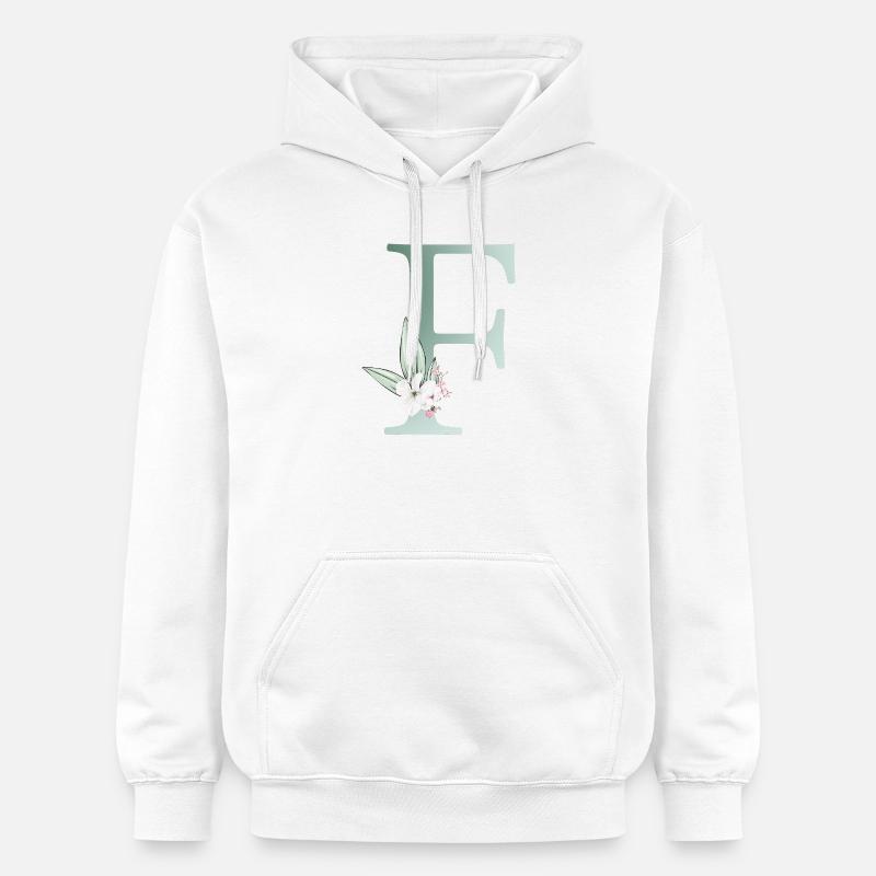 F Monogram, Floral, Personnalisable - Sweat à capuche Softstyle® Gildan Unisexe - blanc
