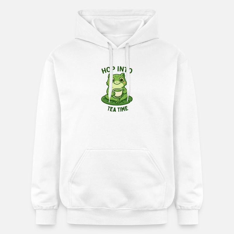 grenouille thé temps Matcha Illustration Design - Sweat à capuche Softstyle® Gildan Unisexe - blanc