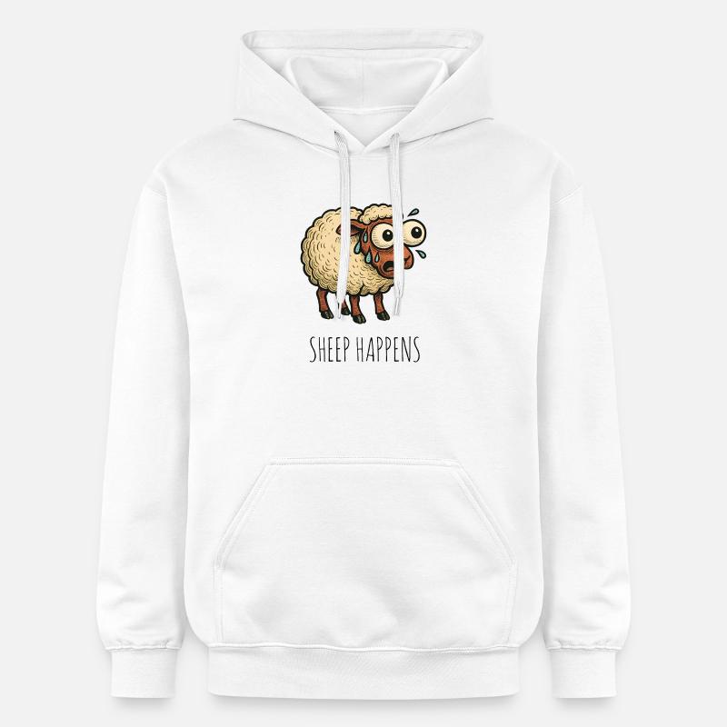 Les moutons arrivent, la merde arrive - Sweat à capuche Softstyle® Gildan Unisexe - blanc