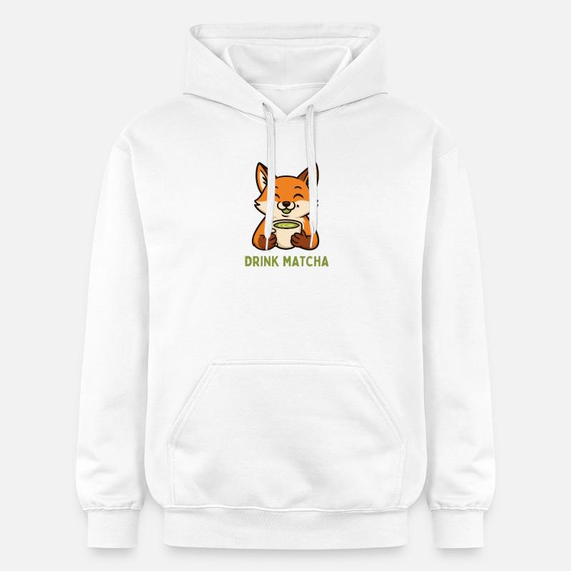 Fox aime le matcha - Sweat à capuche Softstyle® Gildan Unisexe - blanc