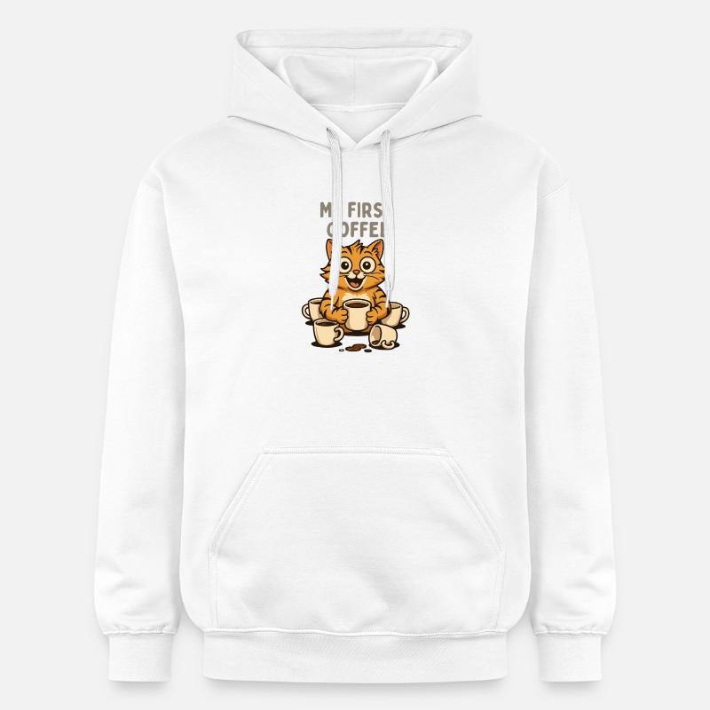 Mon premier chat de café - Sweat à capuche Softstyle® Gildan Unisexe - blanc