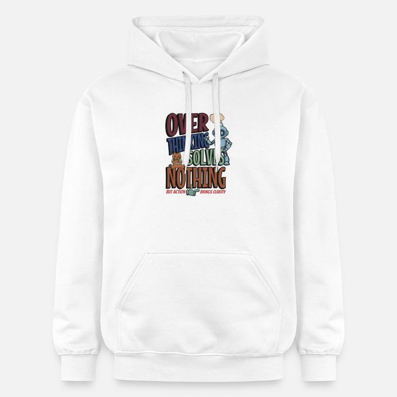 Over Thinking Solves Nothing - Gildan Unisex Softstyle® Midweight Hoodie - Weiß