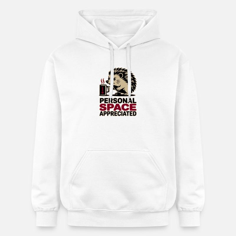 Grumpy Hedgehog Personal Space Introvert Coffee - Sweat à capuche Softstyle® Gildan Unisexe - blanc