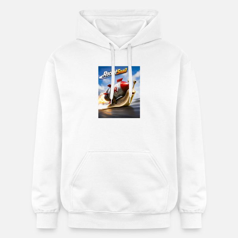 Aventure Rapide Spatiale Escargot Fusée - Sweat à capuche Softstyle® Gildan Unisexe - blanc