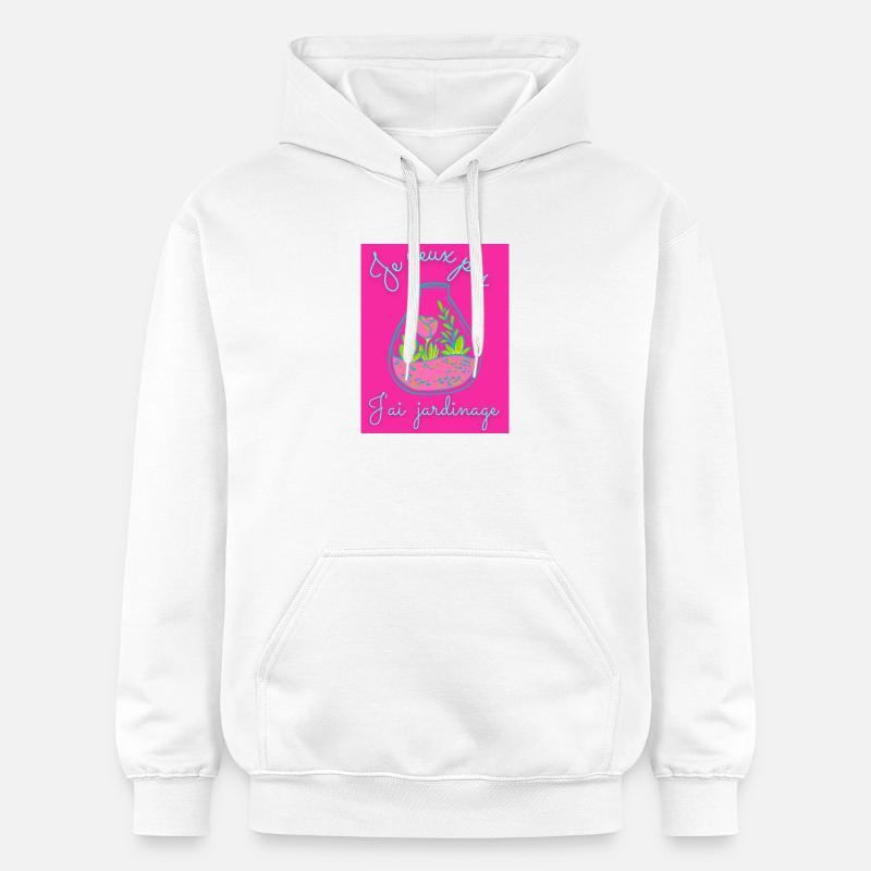 JE PEUX PAS,PRINTEMPS,JARDINAGE,RETRAITE,PRINTEMPS - Sweat à capuche Softstyle® Gildan Unisexe - blanc