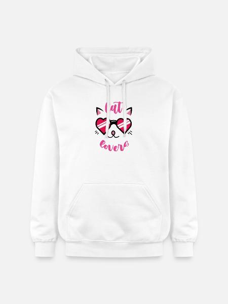 Cat Lover Heart Sunglasses - Gildan Unisex Softstyle® Midweight Hoodie - white