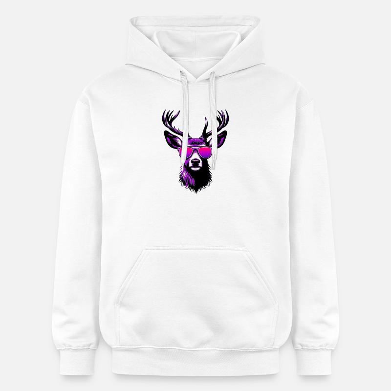 Cerf avec lunettes de soleil - Sweat à capuche Softstyle® Gildan Unisexe - blanc