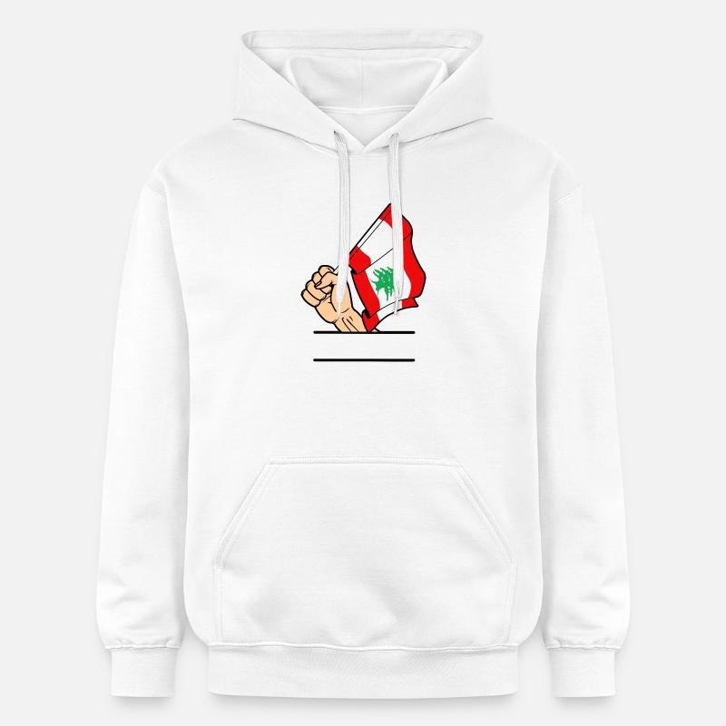 Drapeau Liban poing espace de texte - Sweat à capuche Softstyle® Gildan Unisexe - blanc