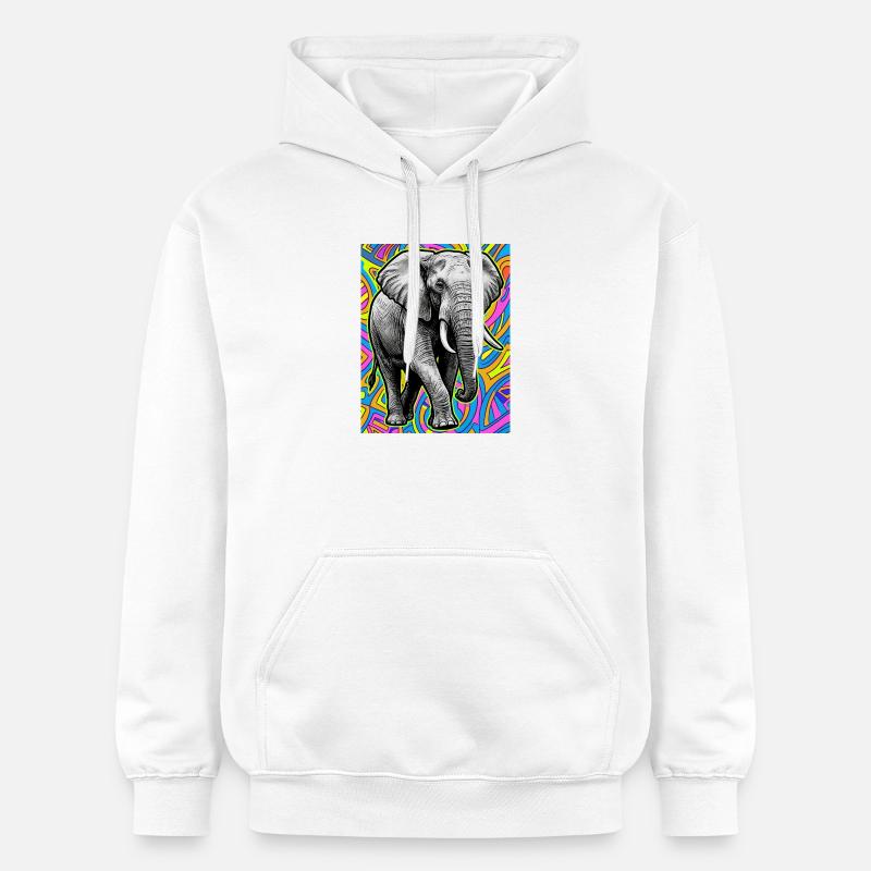 éléphant - Sweat à capuche Softstyle® Gildan Unisexe - blanc