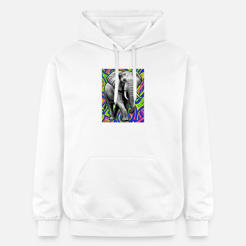 éléphant - Sweat à capuche Softstyle® Gildan Unisexe - blanc