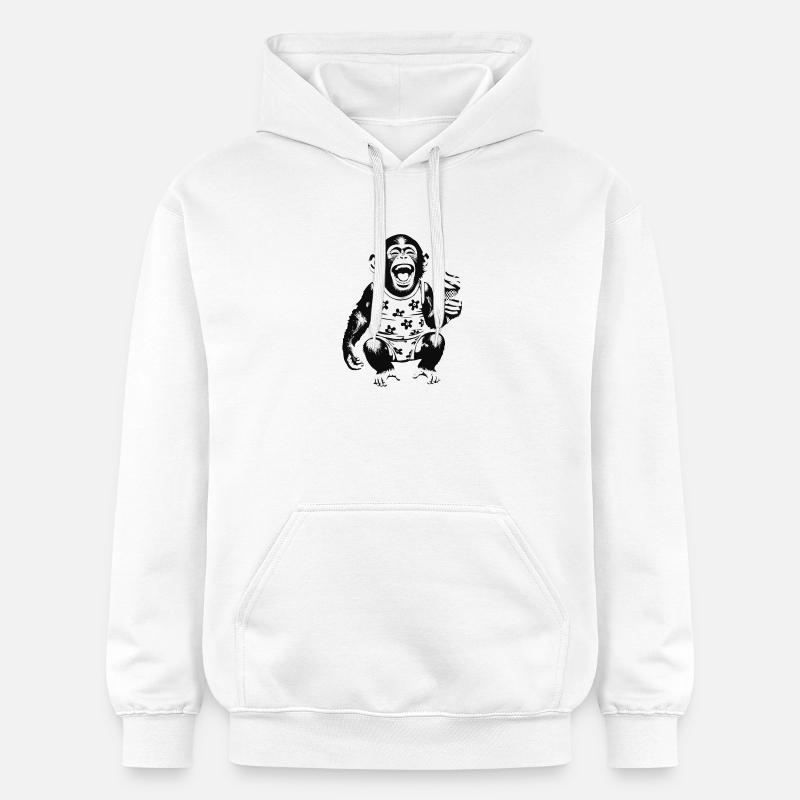 Lachendes Äffchen mit Eis - Gildan Unisex Softstyle® Midweight Hoodie - Weiß