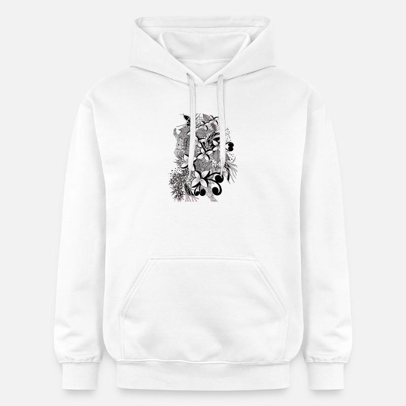 Lignes de fleurs monochromes - Sweat à capuche Softstyle® Gildan Unisexe - blanc