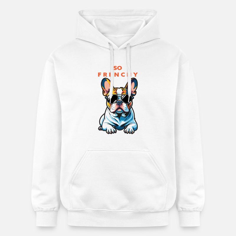 Bouledogue français Pop Chic Lunettes - Sweat à capuche Softstyle® Gildan Unisexe - blanc