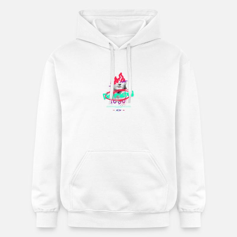 Collage de bustes graffitis au néon - Sweat à capuche Softstyle® Gildan Unisexe - blanc