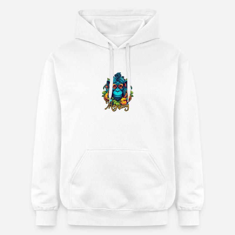 Tête de singe tropical néon - Sweat à capuche Softstyle® Gildan Unisexe - blanc