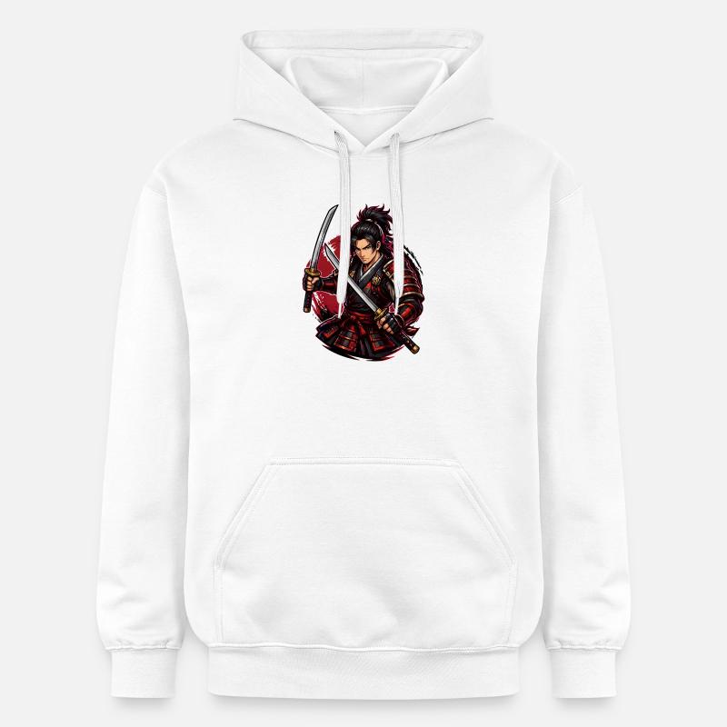 Combattant Samouraï dans Red Swirl - Sweat à capuche Softstyle® Gildan Unisexe - blanc