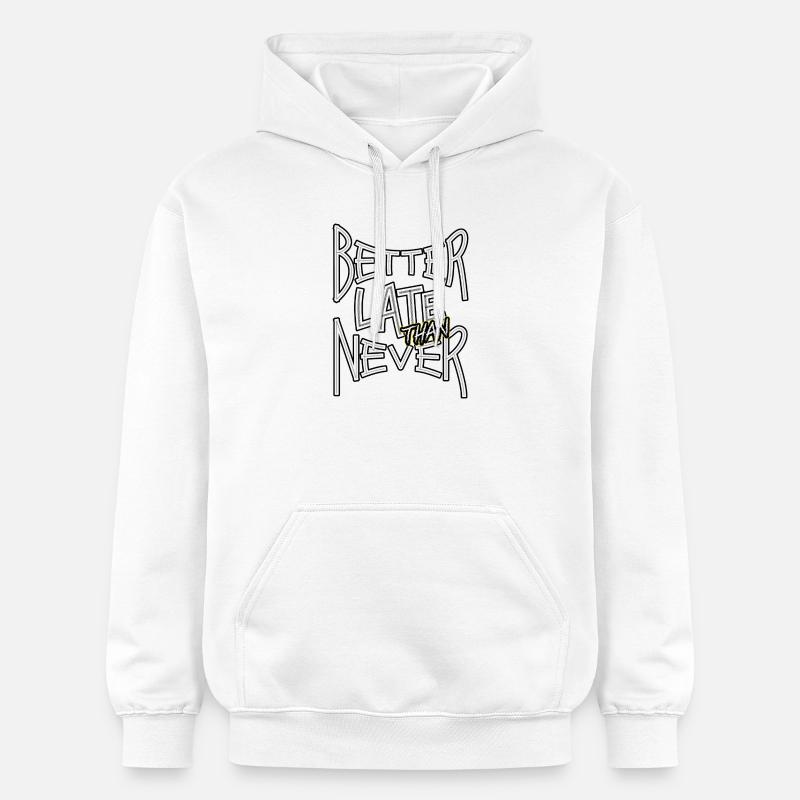 BetterLateThanNever_TextOnly - Sweat à capuche Softstyle® Gildan Unisexe - blanc