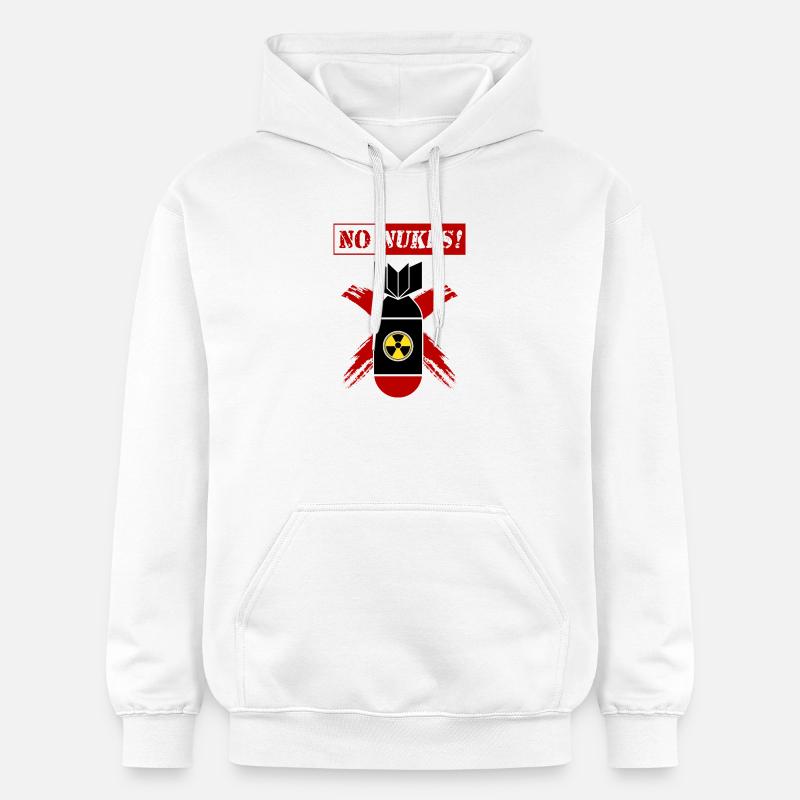 NO NUKES | Anti-nuclear weapon! - Gildan Unisex Softstyle® Midweight Hoodie - white