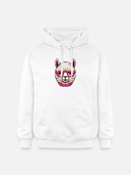 Alpaca with Sunglasses - Gildan Unisex Softstyle® Midweight Hoodie - white