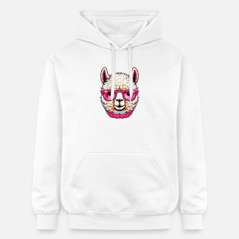 Alpaga avec lunettes de soleil - Sweat à capuche Softstyle® Gildan Unisexe - blanc