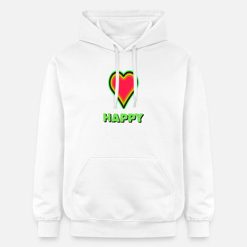 Graphique cœur VIBRANT avec encadrement néon - Sweat à capuche Softstyle® Gildan Unisexe - blanc