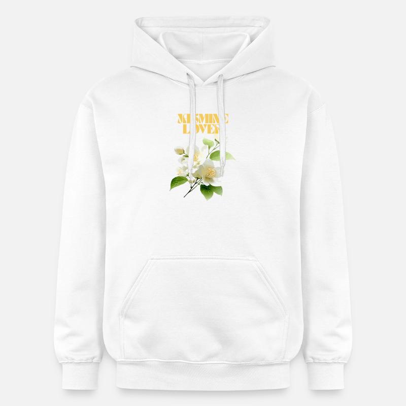 Design élégant de fleur de jasmin - Sweat à capuche Softstyle® Gildan Unisexe - blanc