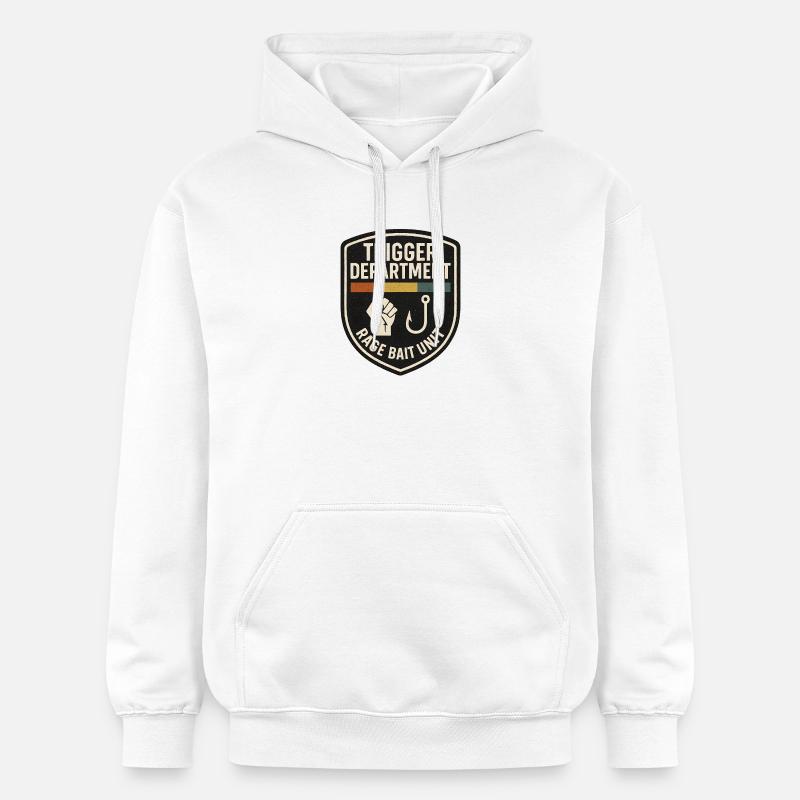 Trigger Department Rage Bait Patch, Drôle - Sweat à capuche Softstyle® Gildan Unisexe - blanc