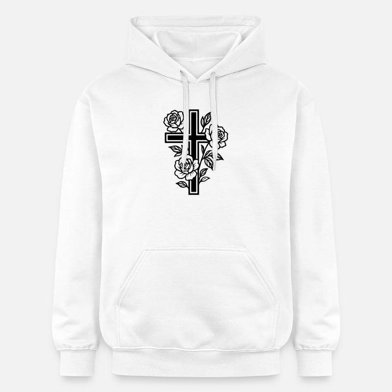 Fleurs à symbole de croix - Sweat à capuche Softstyle® Gildan Unisexe - blanc