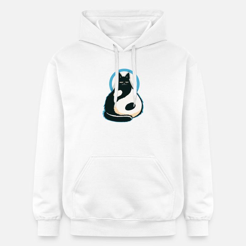 Chat-YinYang - Sweat à capuche Softstyle® Gildan Unisexe - blanc