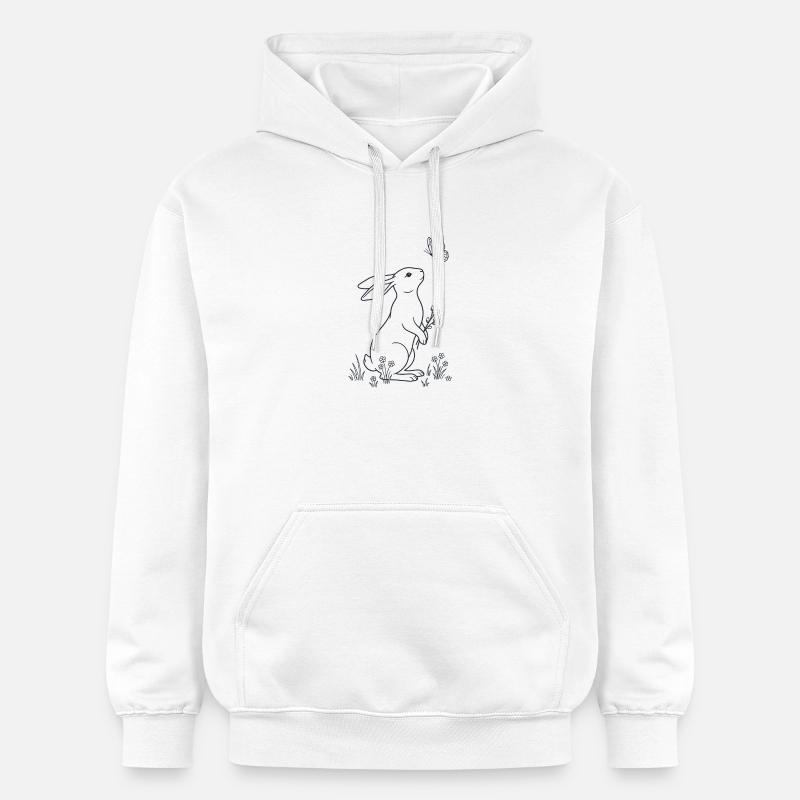Lapin de Pâques et Papillon – LineArt - Sweat à capuche Softstyle® Gildan Unisexe - blanc