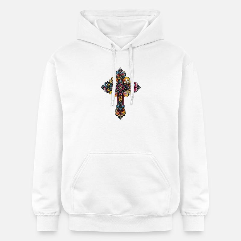 Symbole de la croix - Sweat à capuche Softstyle® Gildan Unisexe - blanc