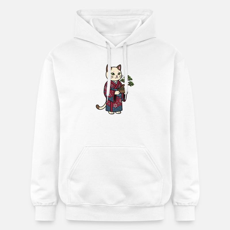 Chat japonais - Sweat à capuche Softstyle® Gildan Unisexe - blanc